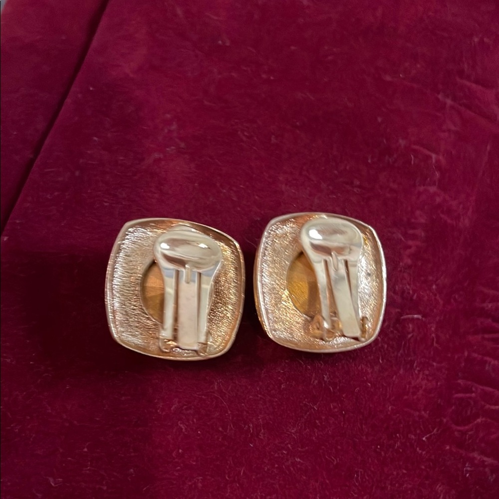 Gold and Silver Cushion-Cut Crystal Earrings - Picture 5 of 6